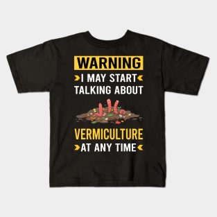 Warning Vermiculture Worm Farming Farmer Vermicompost Vermicomposting Kids T-Shirt